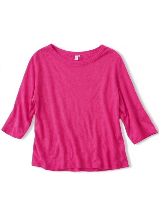 J.Jill Sweaters - J Jill Pink Linen Tunic Top Slub Knit 3/4 Sleeve Scoop Neck Size XL